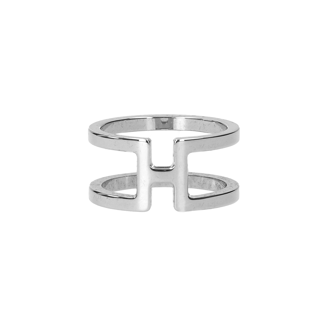 IT6BBEUPH4TS Hermes H602193S H Long Scarf Ring in Palladium Silver 5