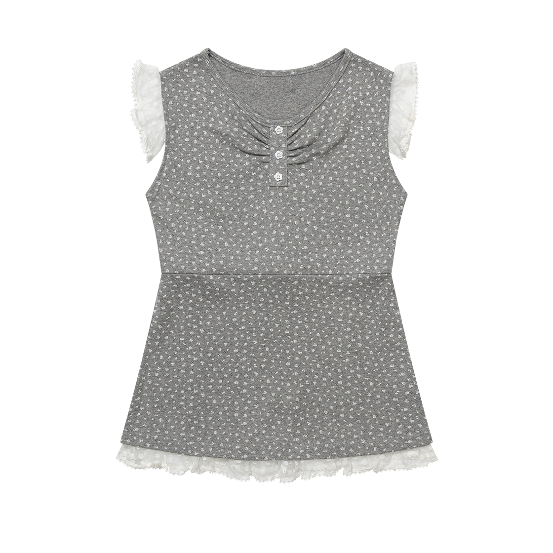MID044 UGLYSHADOW Flower Lace Sleeveless Grey