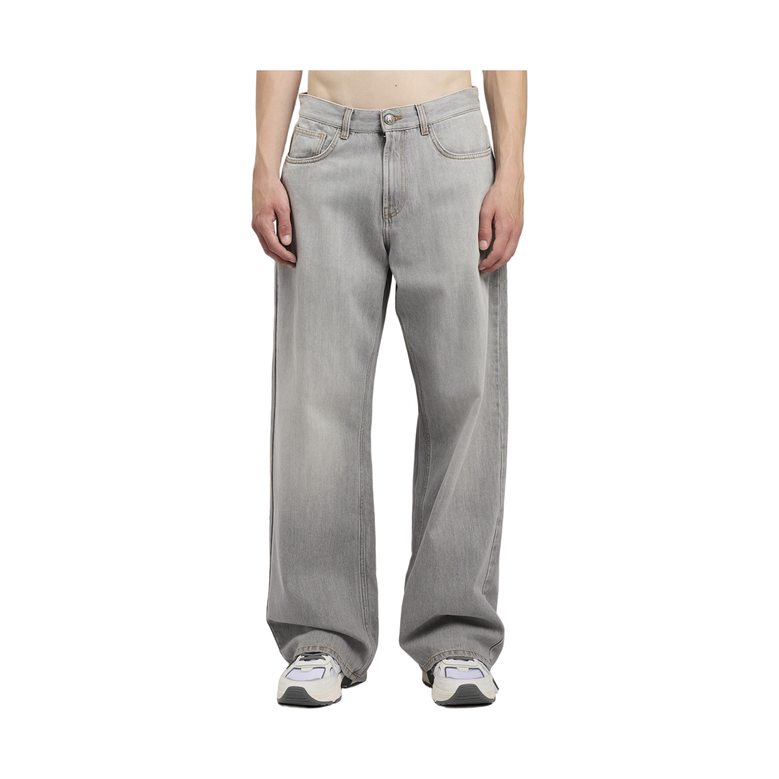 팜엔젤스 WW 커브드 로고 루즈 5 포켓 - 오프 화이트 오프 화이트(Palm Angels Ww Curved Logo Loose 5 Pocket - Off White) - 2