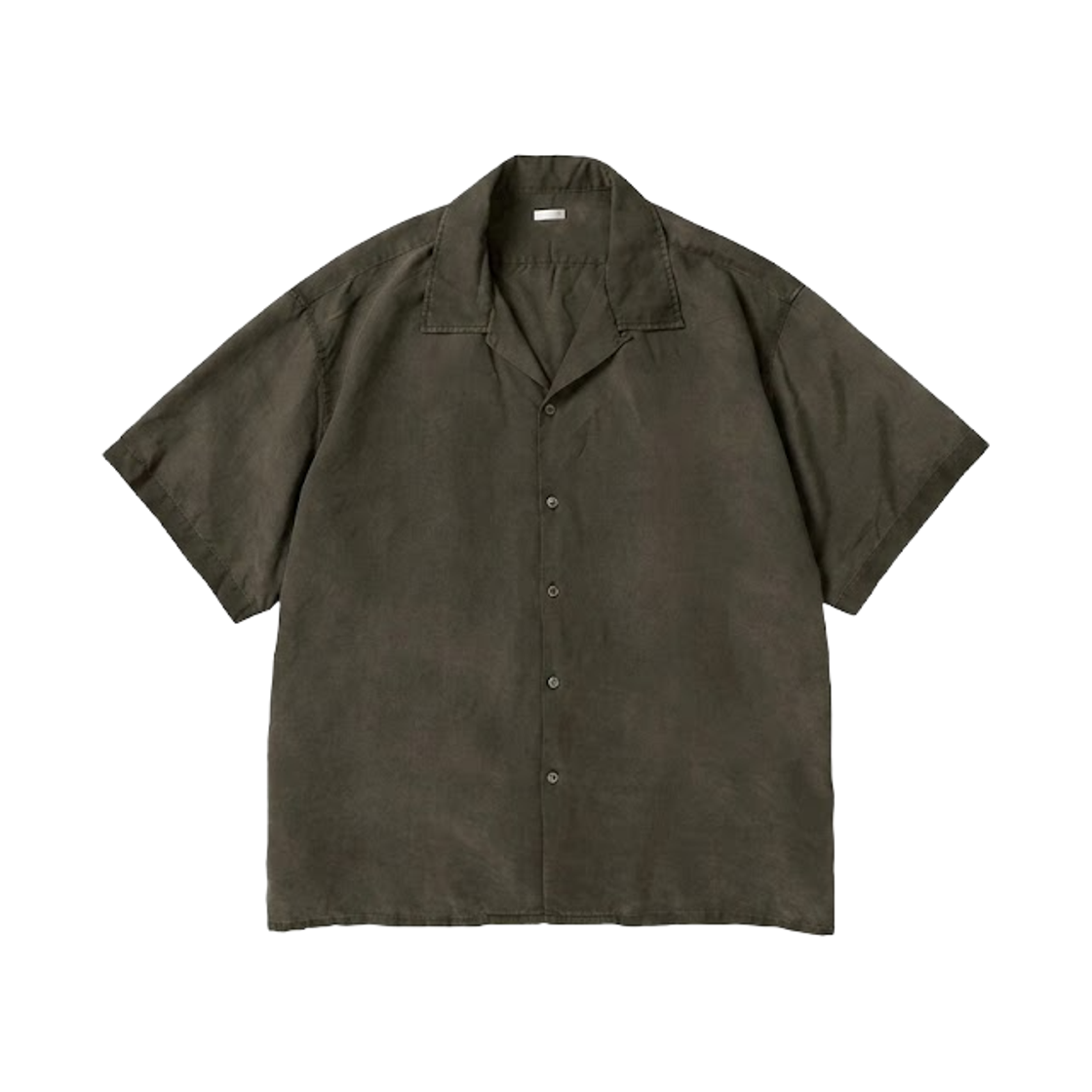 아프레쎄 내츄럴 다이드 실크 숏슬리브 오픈 칼라 셔츠 올리브 - 26SS(A.Presse Natural Dyed Silk S/S Open Collar Shirt Olive - 26SS) - 1