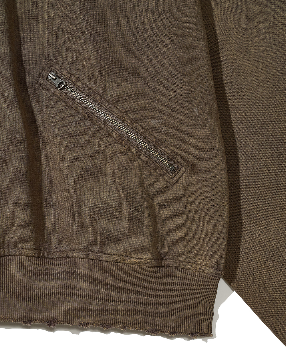 선데이세레머니 빈티지 하이넥 하프 집업 - 카키 브라운(Sunday Ceremony Vintage High Neck Half Zip-Up - Khaki Brown) - 5