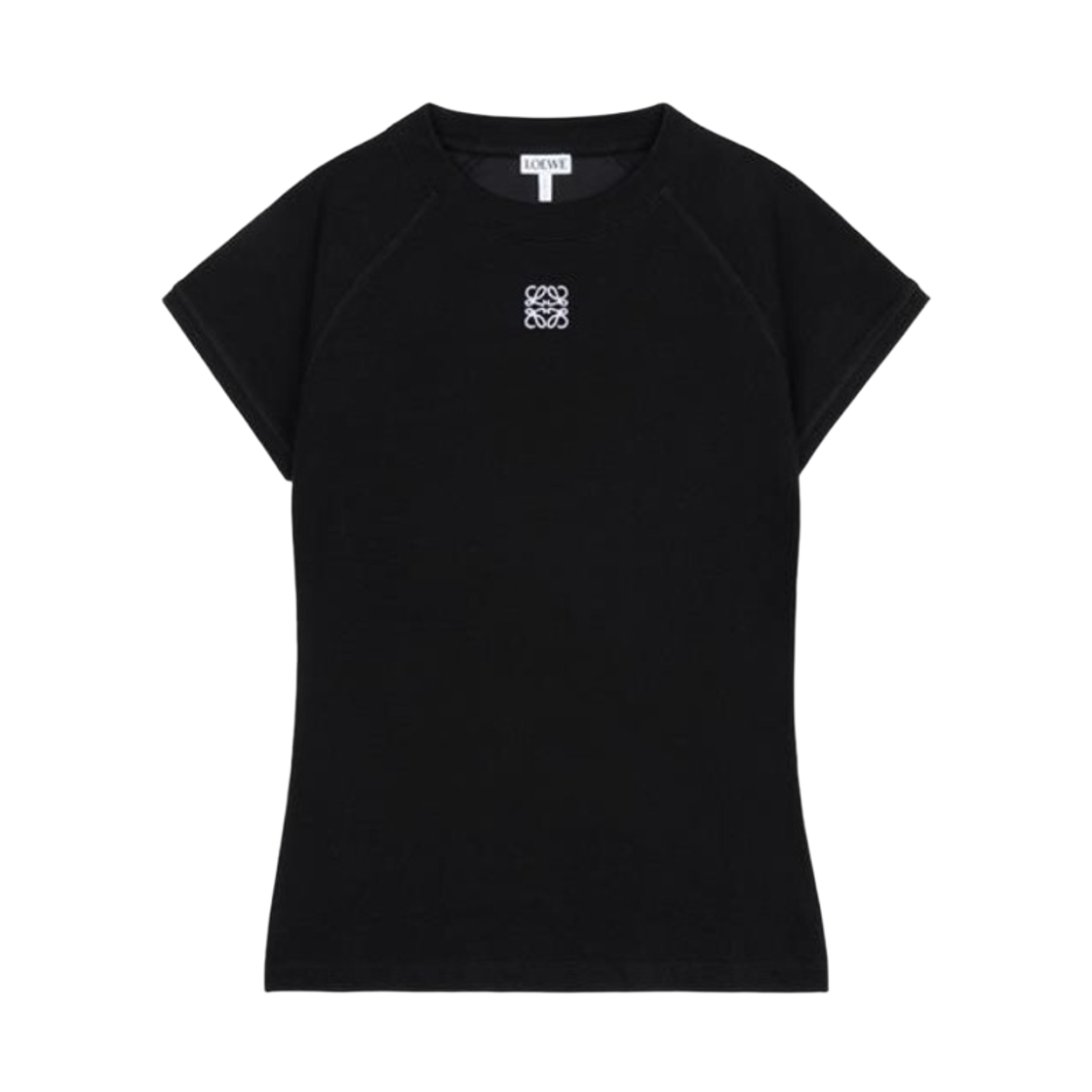 (W) 로에베 코튼 블렌드 스몰 핏 티셔츠 블랙((W) Loewe Cotton Blend Small Fit T-Shirt Black)