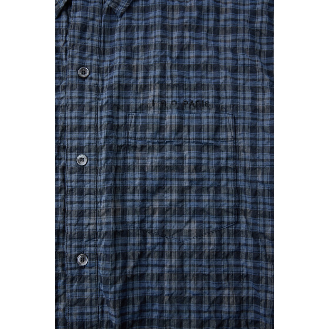 이로 카덴스 체크 시어 다잉 긴팔 셔츠 블루(Iro Cadence Check Sheer Dyed Long Sleeve Shirt Blue) - 6