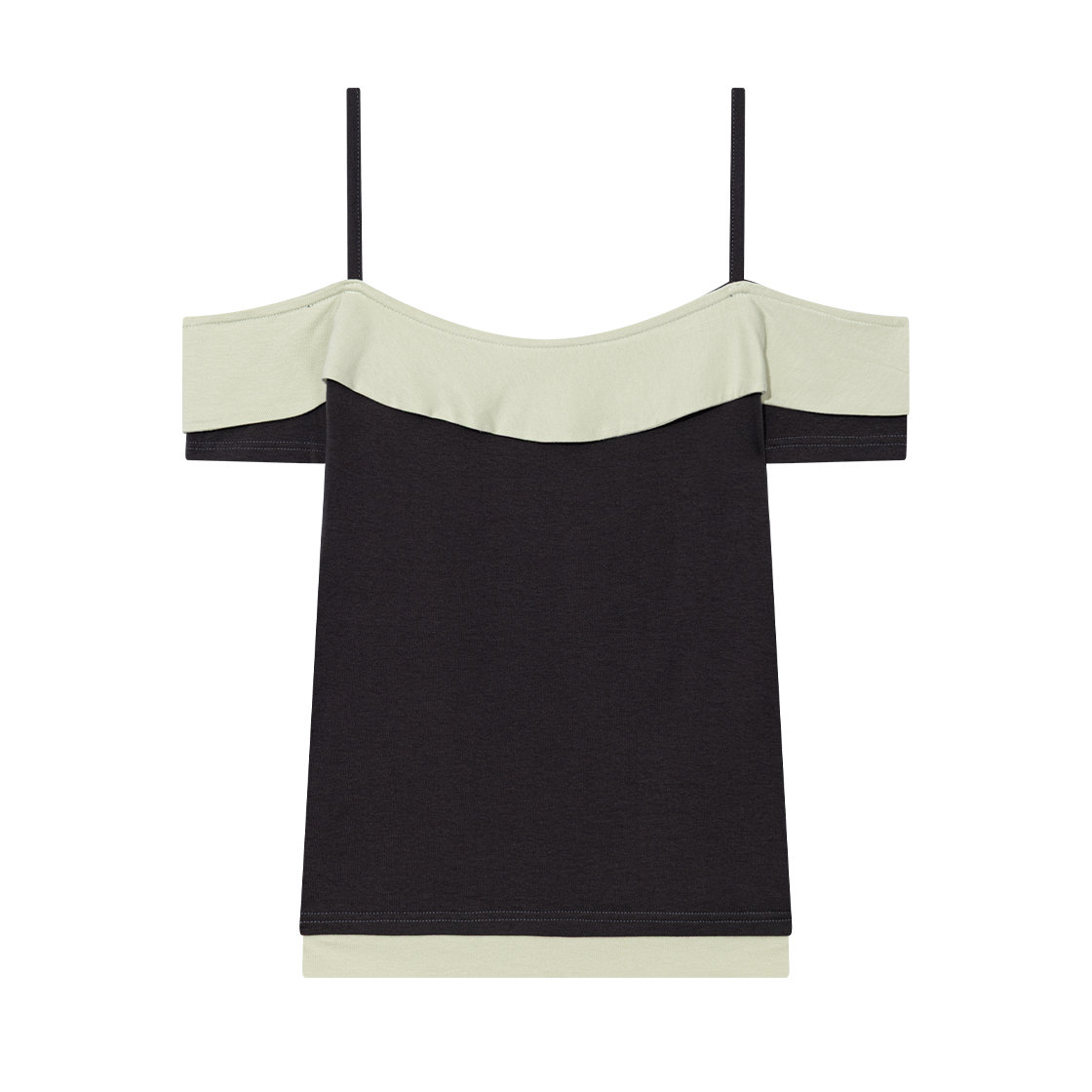 어글리쉐도우 버튼 콘트라스트 오프숄더 차콜(UGLYSHADOW Button Contrast Off-Shoulder Charcoal) - 2