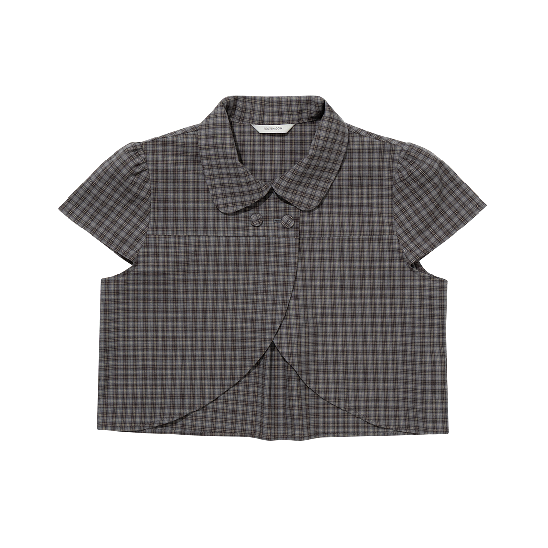 어글리쉐도우 체커드 더블 블라우스 그레이(UGLYSHADOW Checkered Double Blouse Grey)