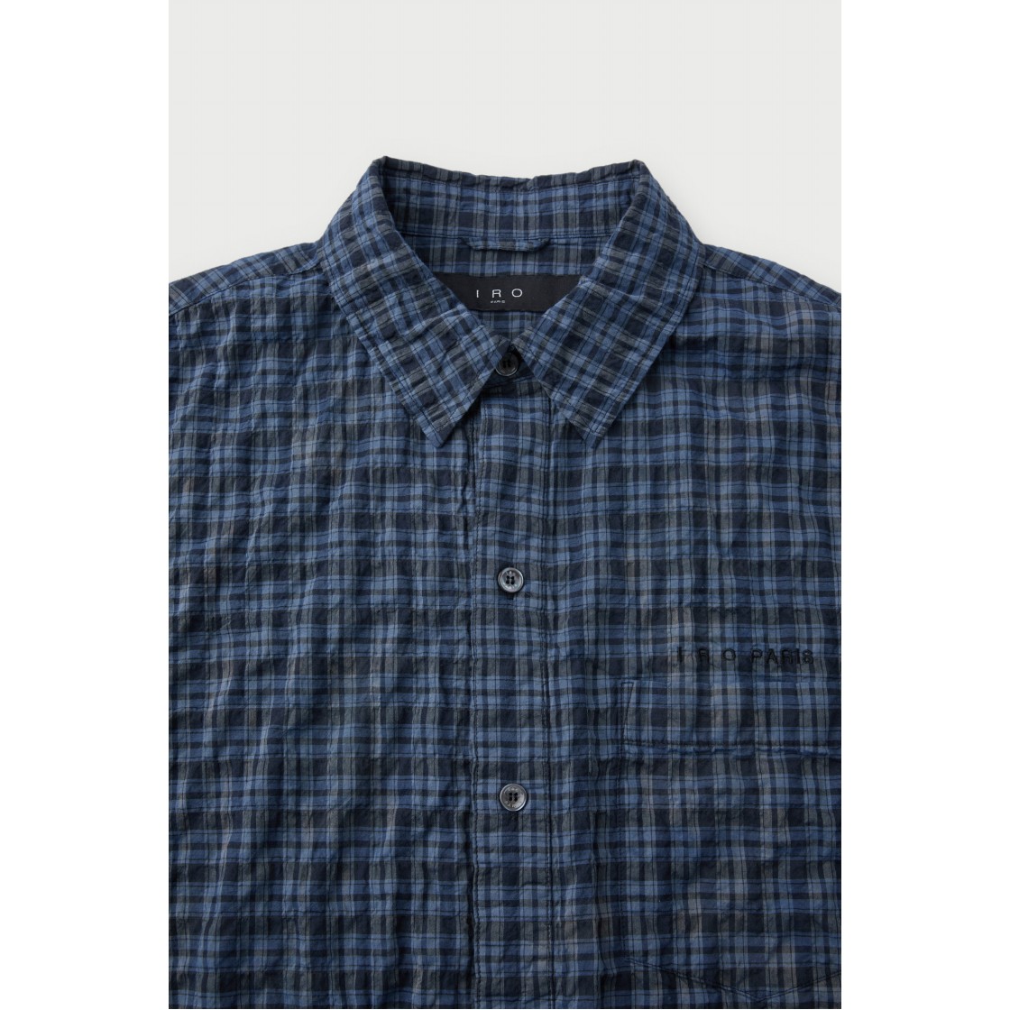 이로 카덴스 체크 시어 다잉 긴팔 셔츠 블루(Iro Cadence Check Sheer Dyed Long Sleeve Shirt Blue) - 5