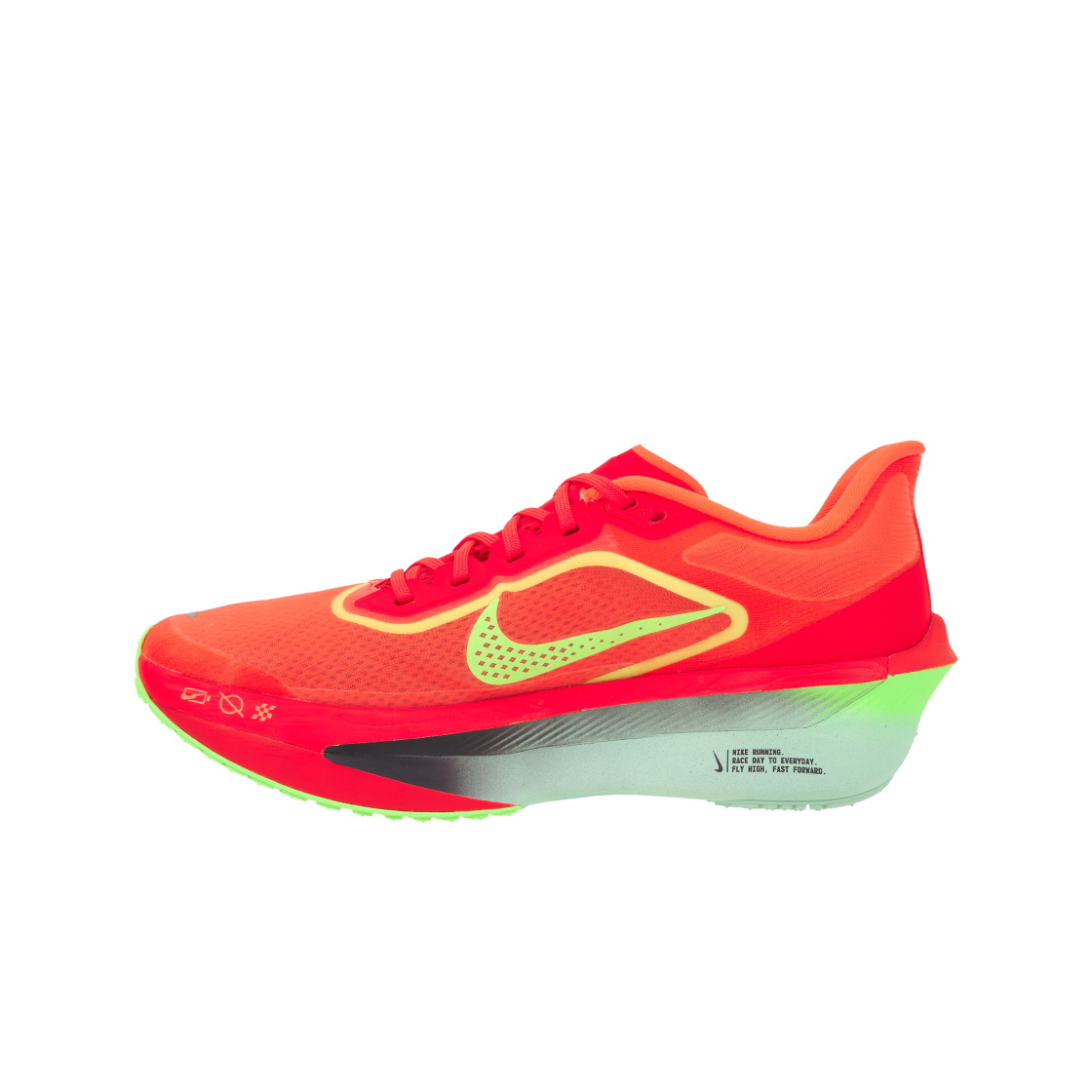 (W) 나이키 줌 플라이 6 로드 레이싱 브라이트 크림슨 라임 블라스트((W) Nike Zoom Fly 6 Road Racing Bright Crimson Lime Blast) - 3