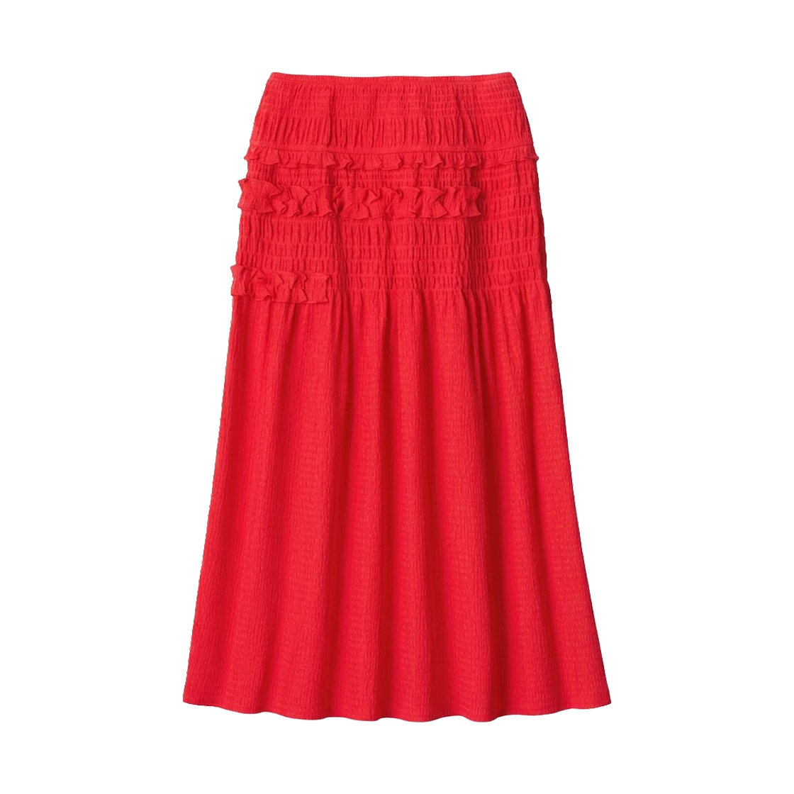 488089-15 (W) Uniqlo x Cecilie Bahnsen Shirring Skirt Red