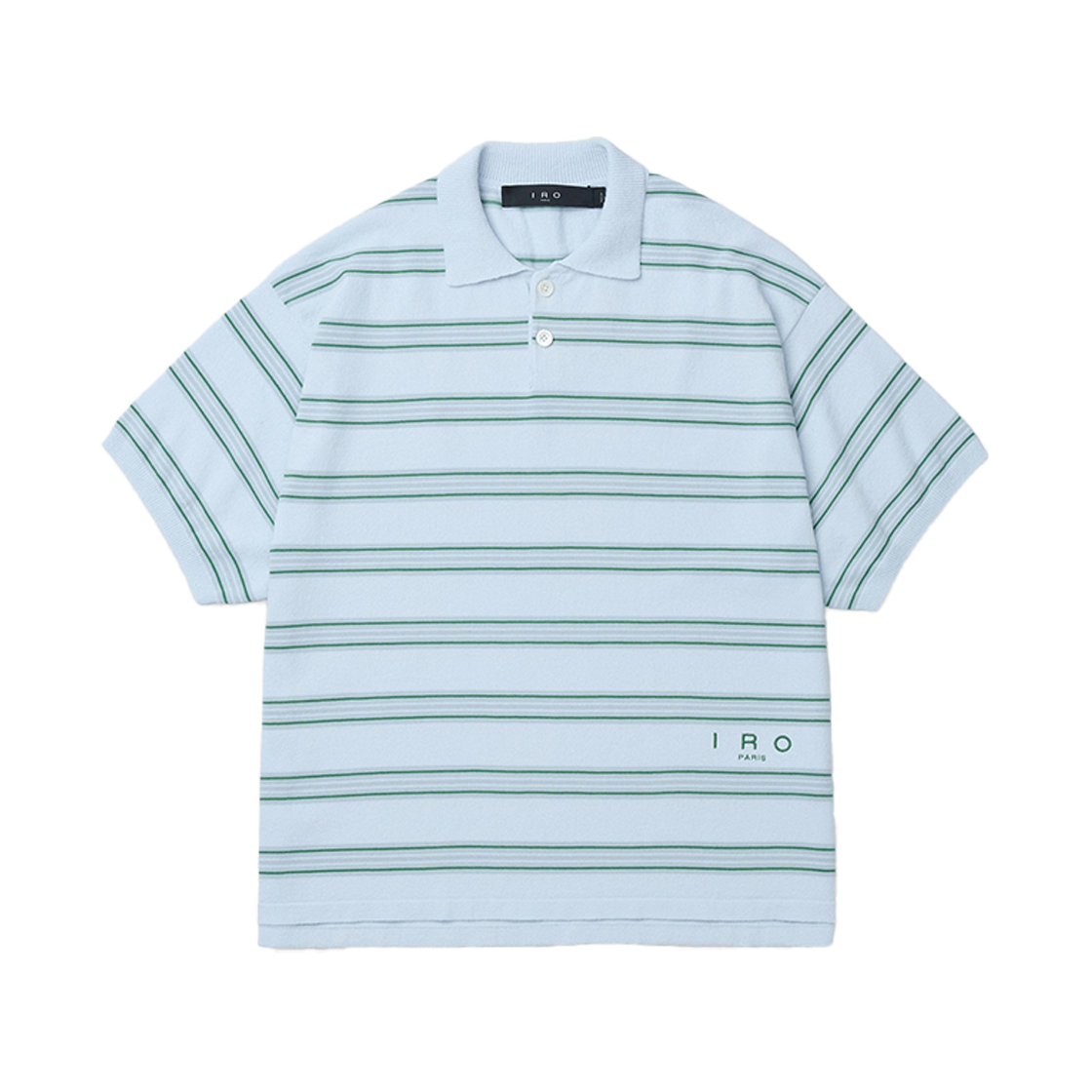 이로 마레 카라 스트라이프 테리 반팔 스웨터 라이트 민트(Iro Maree Collar Stripe Terry Short Sleeve Sweater Light Mint)