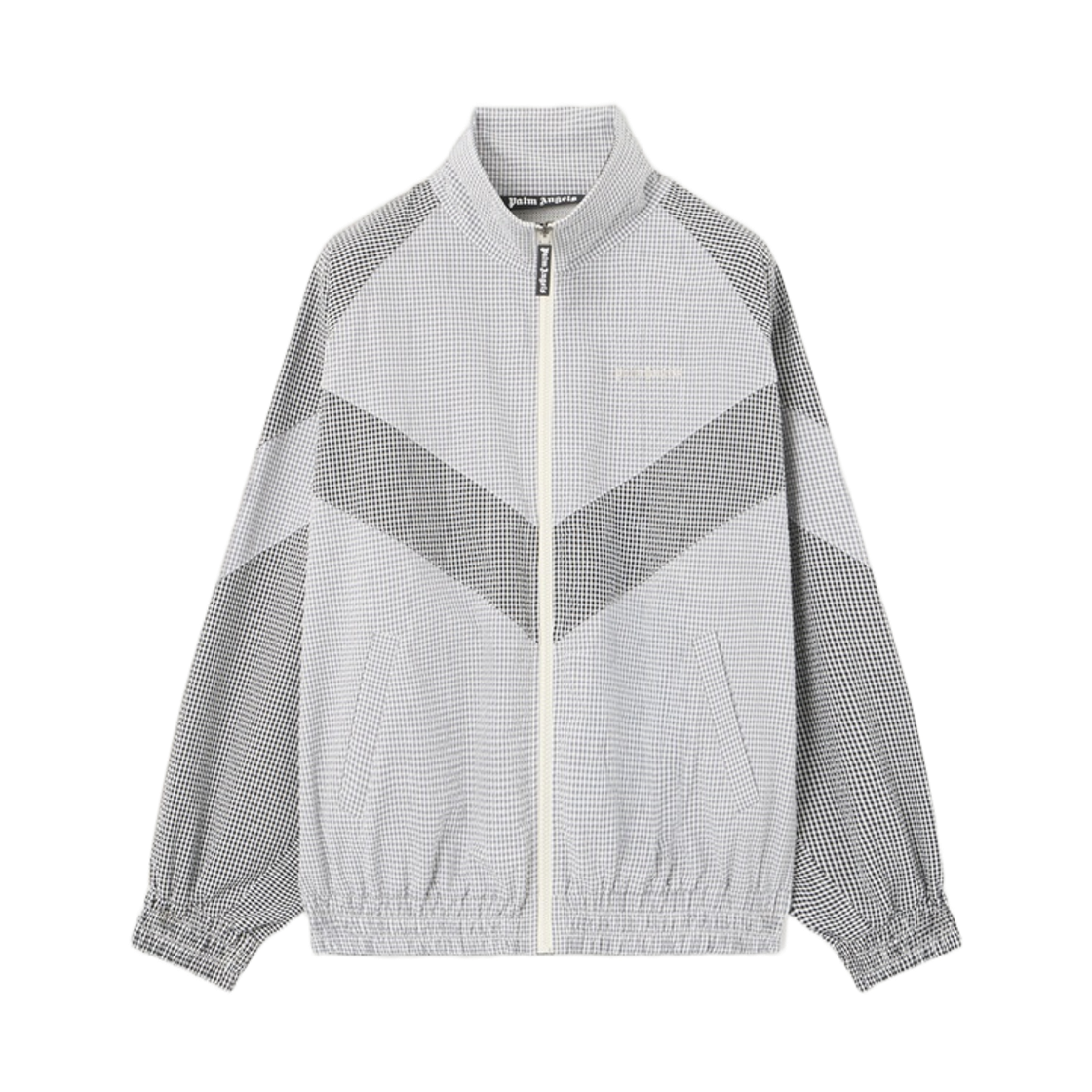 팜엔젤스 로고 비치 트랙 윈드브레이커 - 그레이 오프 화이트(Palm Angels Logo Vichy Track Windbreaker - Grey Off White)