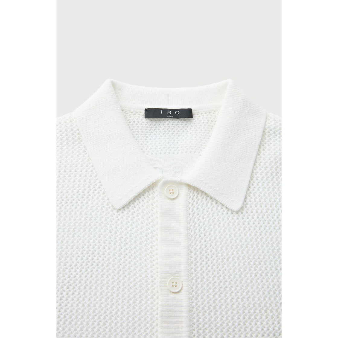 이로 브라치오 메쉬 텍스처 숏 슬리브 니트 화이트(Iro Bracio Mesh Texture Short Sleeve Knit White) - 4