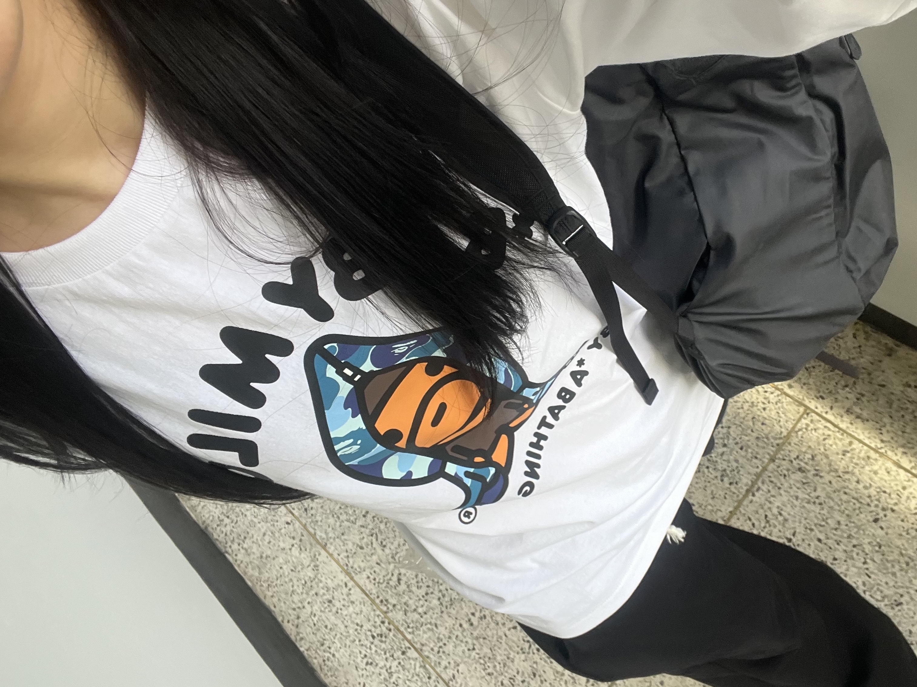 BAPE ABC Camo Milo Hoodie L/S T-Shirt White Blue, Arc'teryx Heliad 15 Backpack Black 착용 스타일