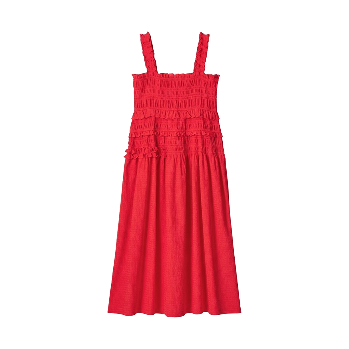 488216-15 (W) Uniqlo x Cecilie Bahnsen Shirring Dress Red