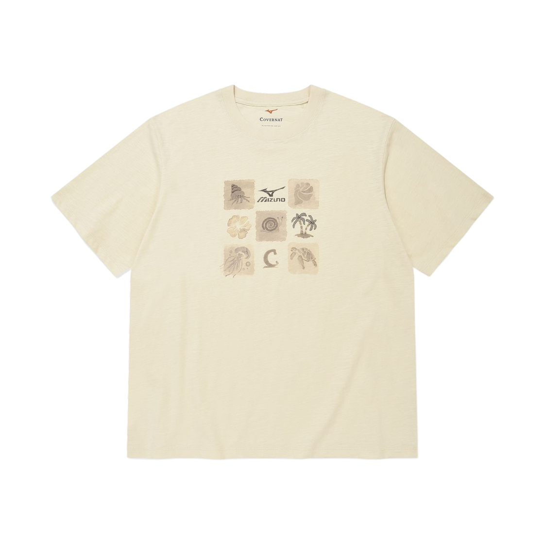 커버낫 x 미즈노 씨 네이쳐 그래픽 티셔츠 오트밀(Covernat x Mizuno Sea Nature Graphic T-Shirt Oatmeal) - 1