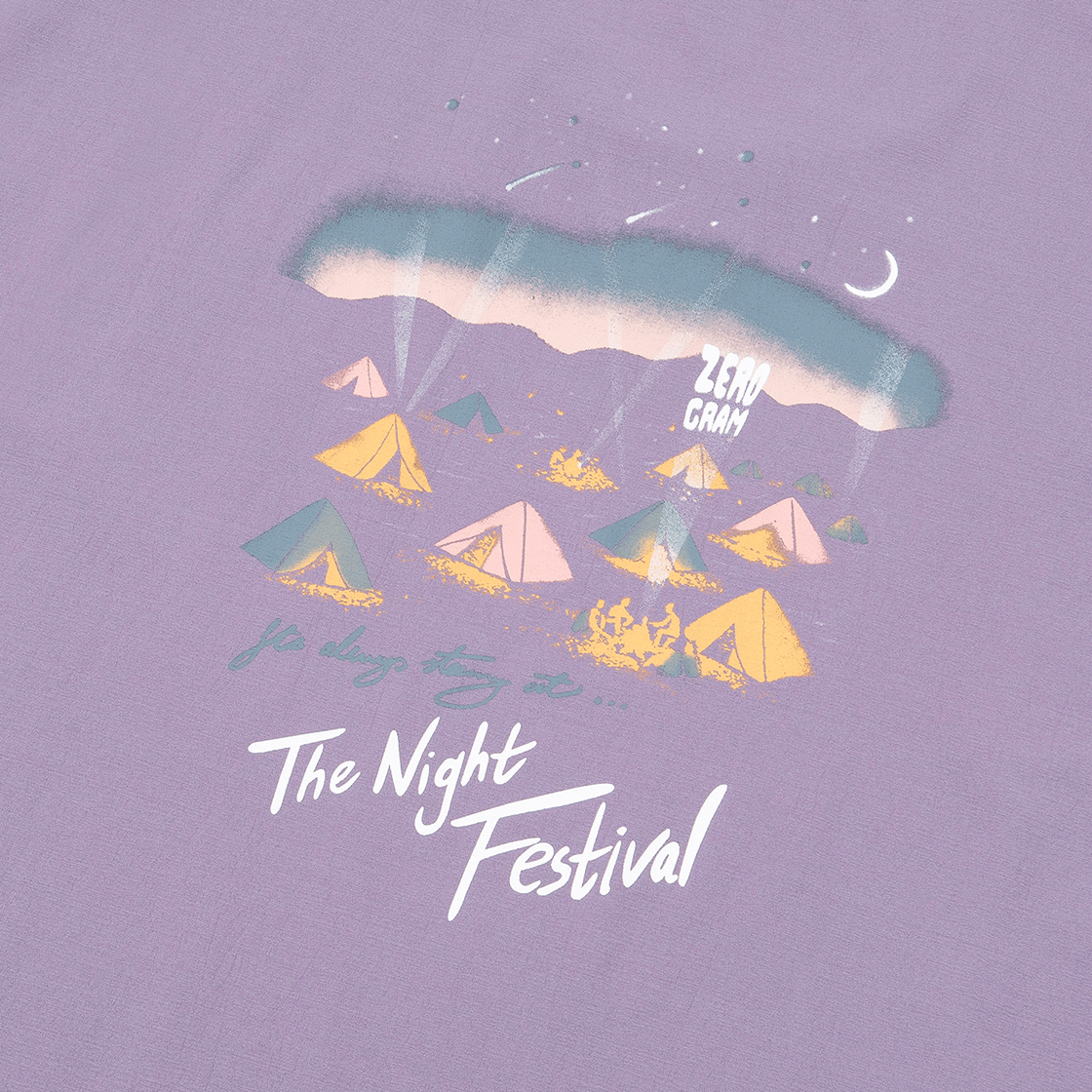 제로그램 NIGHT FESTIVAL Espol 백그래픽 반팔 티셔츠(ZEROGRAM Night Festival Espol Back Graphic SS Lilac) - 3