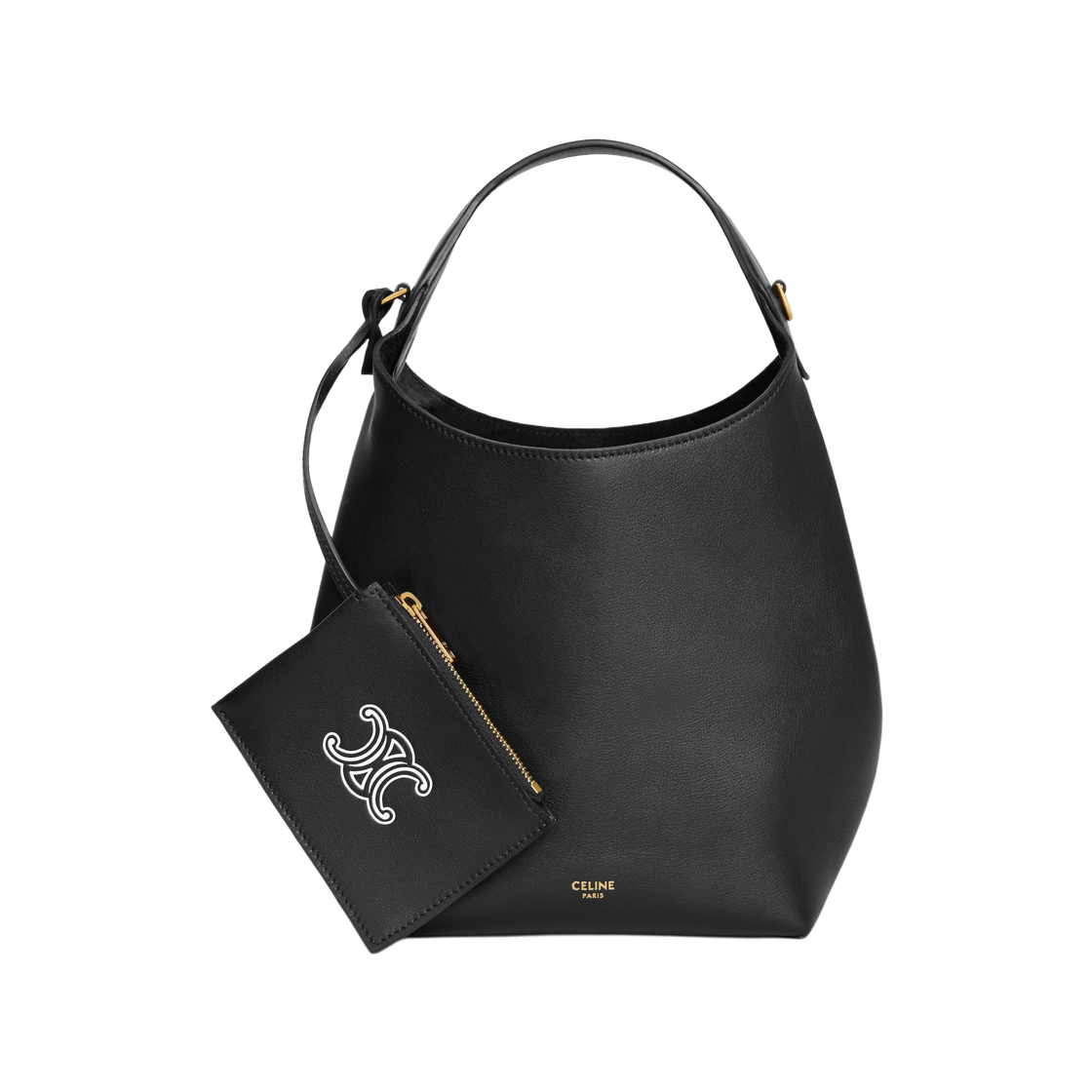 L10133Q71-38NO Celine Small Hobo in Supple Smooth Calfskin Black
