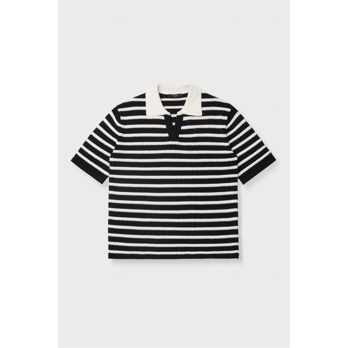 이로 마나우스 스트라이프 숏 슬리브 니트 블랙 패턴(Iro Manaus Stripe Short Sleeve Knit Black Pattern) - 2