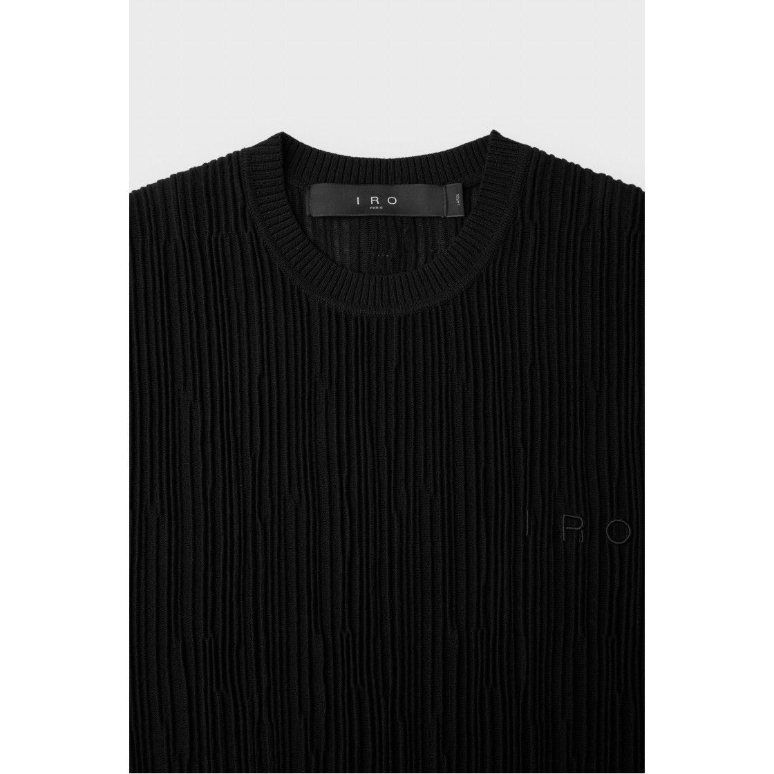 이로 플리츠 플리츠 반팔 라운드 스웨터 블랙(Iro Pleats Pleats Short Sleeve Round Sweater Black) - 4