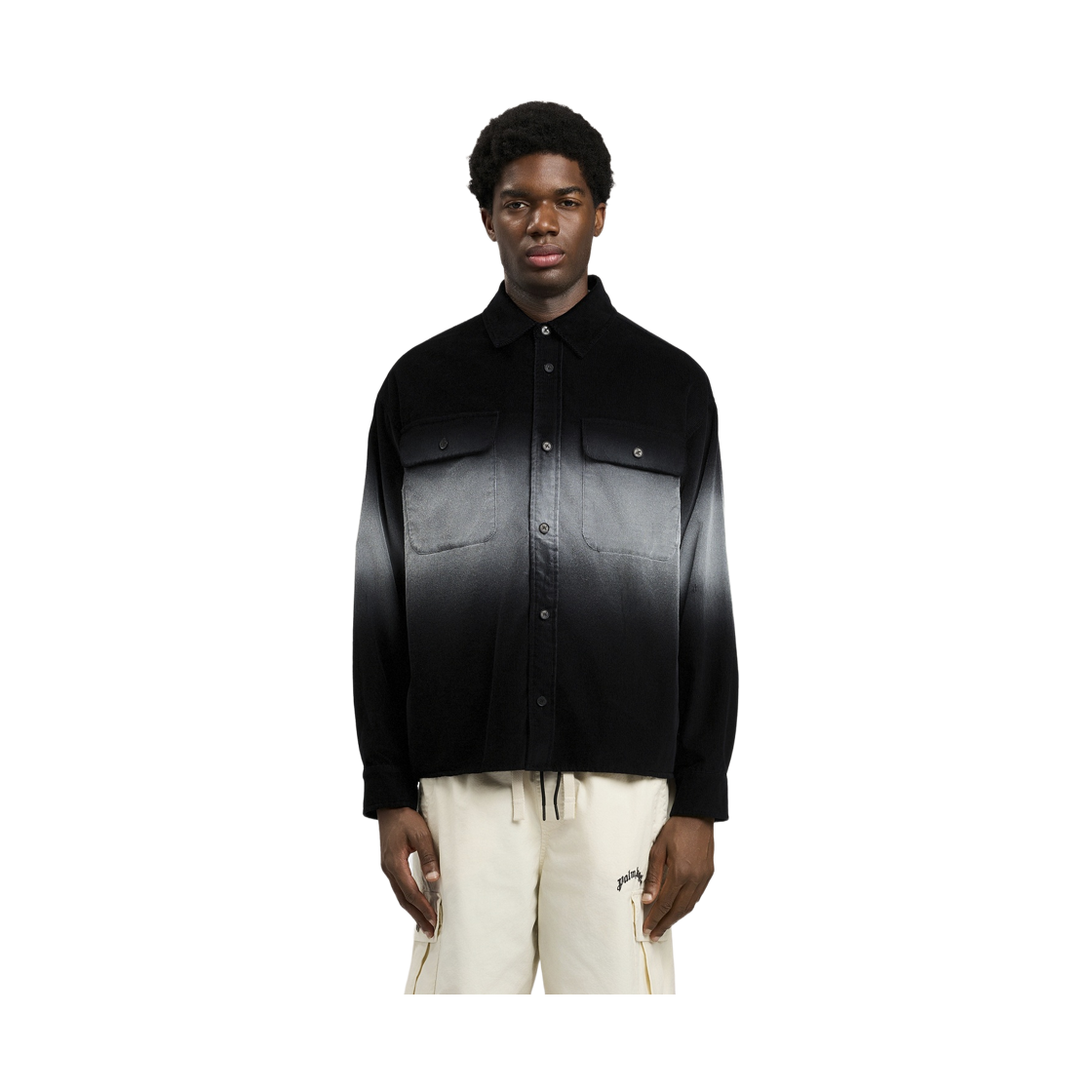 팜엔젤스 클래식 로고 루즈 오버셔츠 - 블랙 오프 화이트(Palm Angels Classic Logo Loose Overshirt - Black Off White) - 2