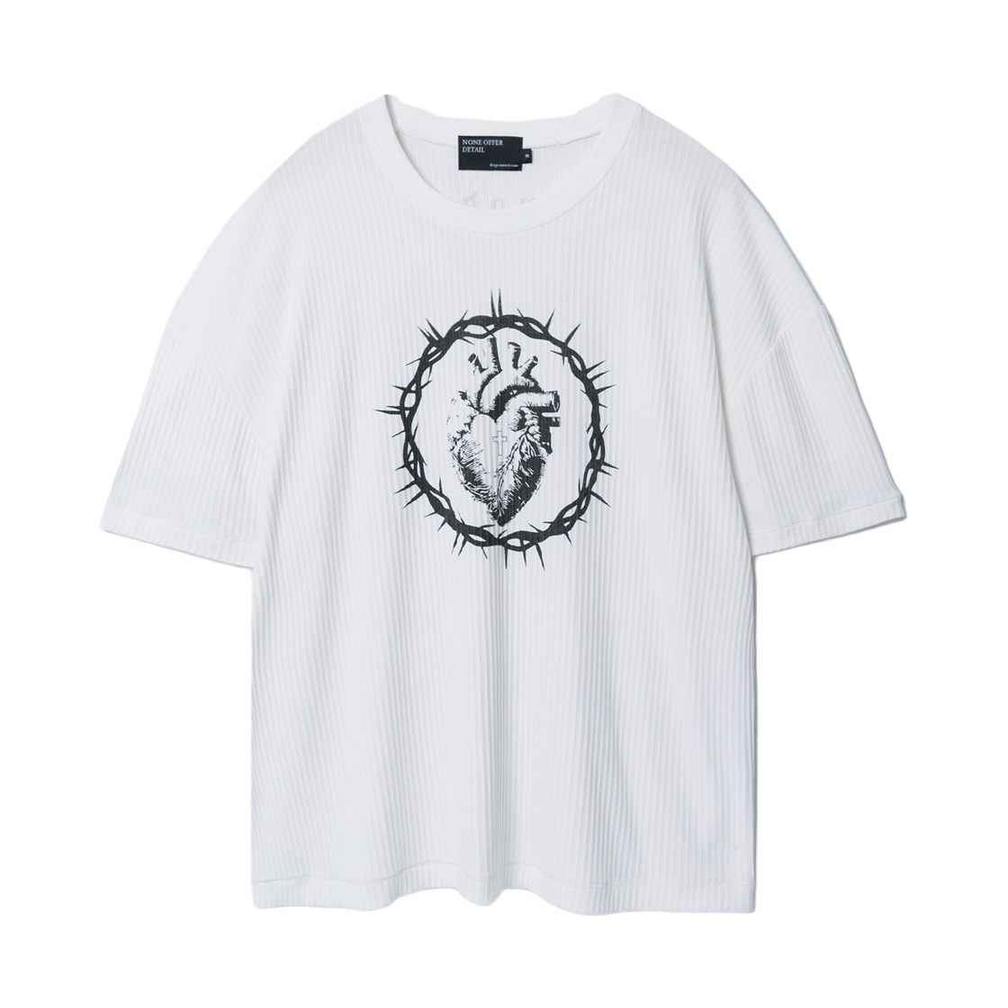 노드 세인트 하트 리브 티셔츠 화이트(NOD Saint heart Ribbed T-shirts White)