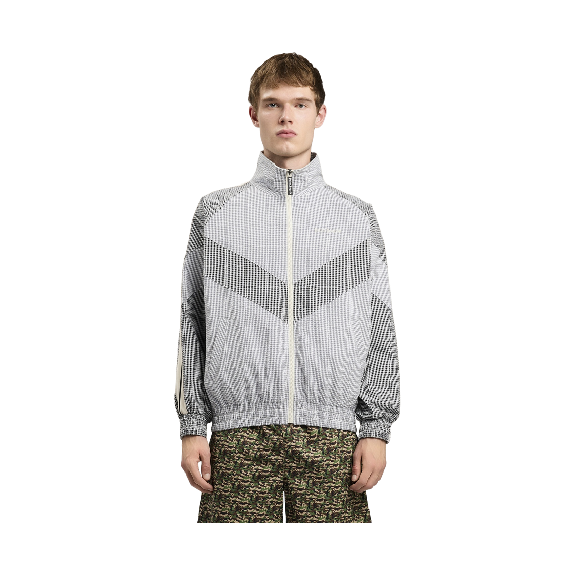 팜엔젤스 로고 비치 트랙 윈드브레이커 - 그레이 오프 화이트(Palm Angels Logo Vichy Track Windbreaker - Grey Off White) - 2