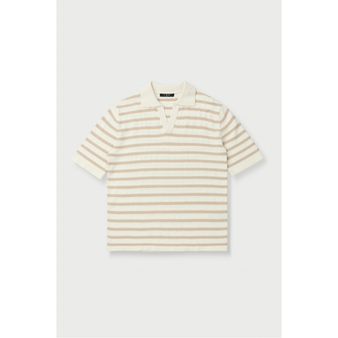 이로 마나우스 스트라이프 숏 슬리브 니트 베이지 패턴(Iro Manaus Stripe Short Sleeve Knit Beige Pattern) - 2