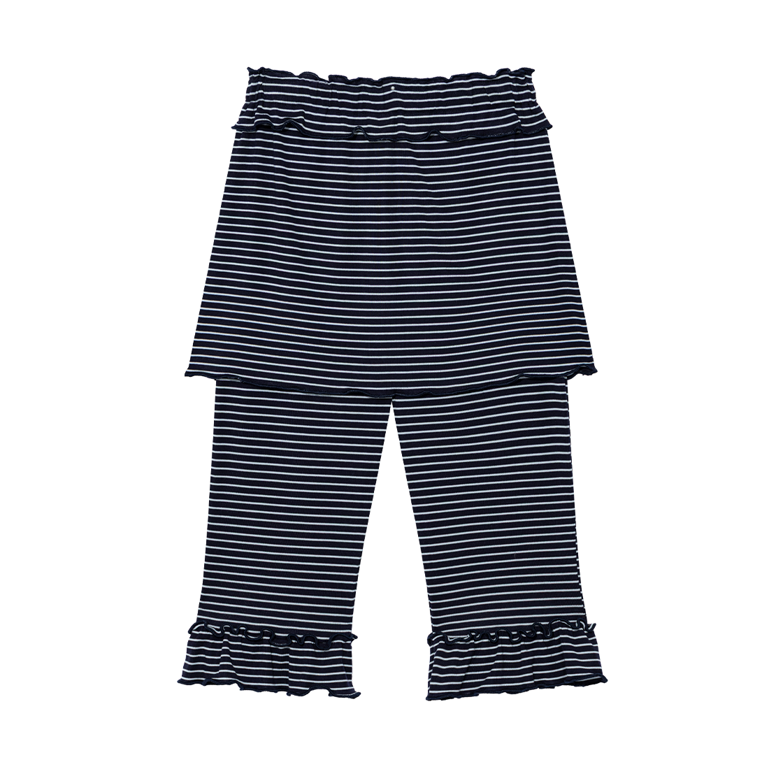 어글리쉐도우 프릴 카프리 스커트 팬츠 스트라이프 네이비(UGLYSHADOW Frill Capri Skirt Pants(St Navy)) - 2