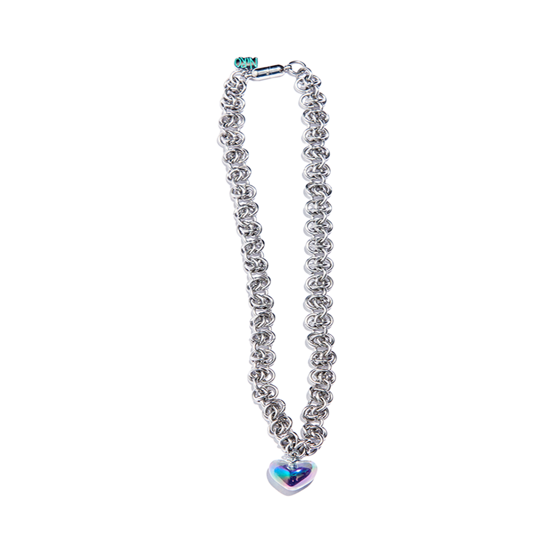 니로 세렌디피티 홀로그램 하트 비잔틴 체인 네클리스 #93(NiRO.SERENDiPiTY Hologram Heart Byzantine Chain Necklace #93)