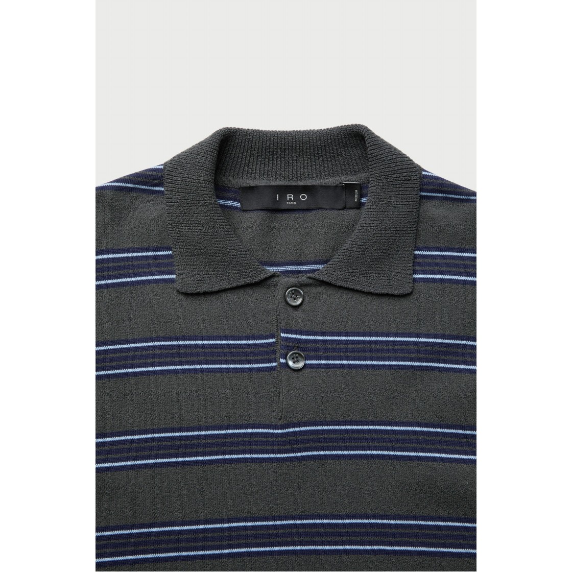 이로 마레 카라 스트라이프 테리 반팔 스웨터 다크 그레이(Iro Maree Collar Stripe Terry Short Sleeve Sweater Dark Gray) - 4