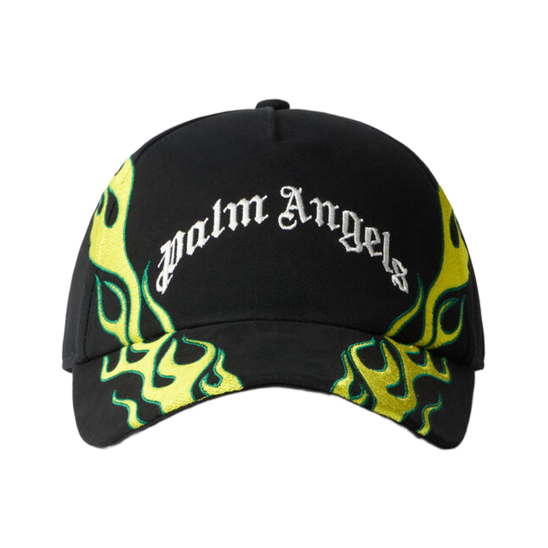 팜엔젤스 플레임스 커브드 로고 볼캡 - 블랙 오프 화이트(Palm Angels Flames Curved Logo Cap - Black Off White)