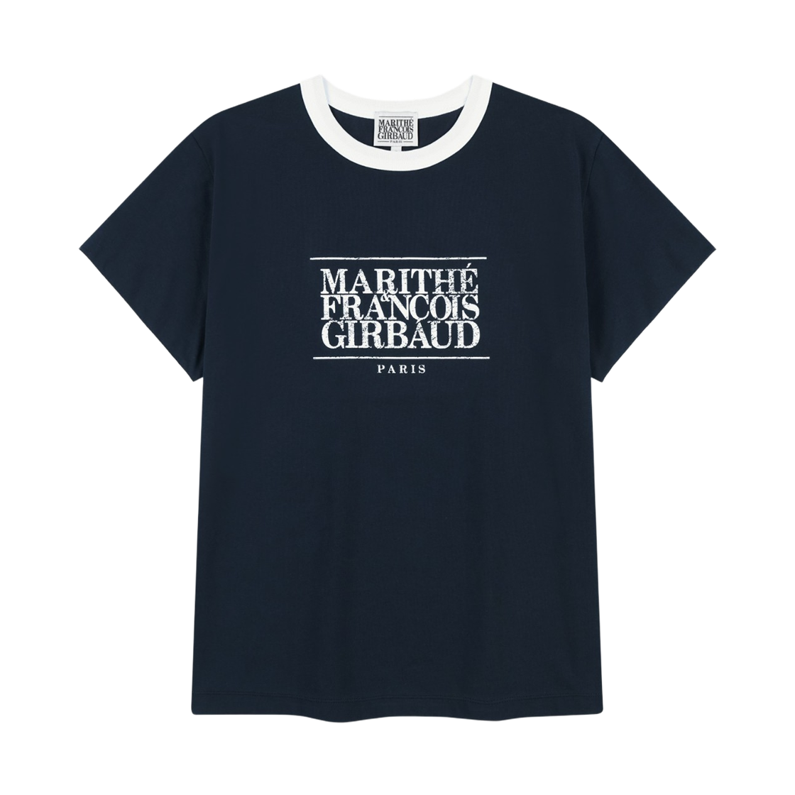 마리떼 프랑소와 저버 에어로풀 크랙 클래식 로고 링거 티셔츠 네이비(Marithe Francois Girbaud Aerocool Crack Classic Logo Ringer T-Shirt Navy)