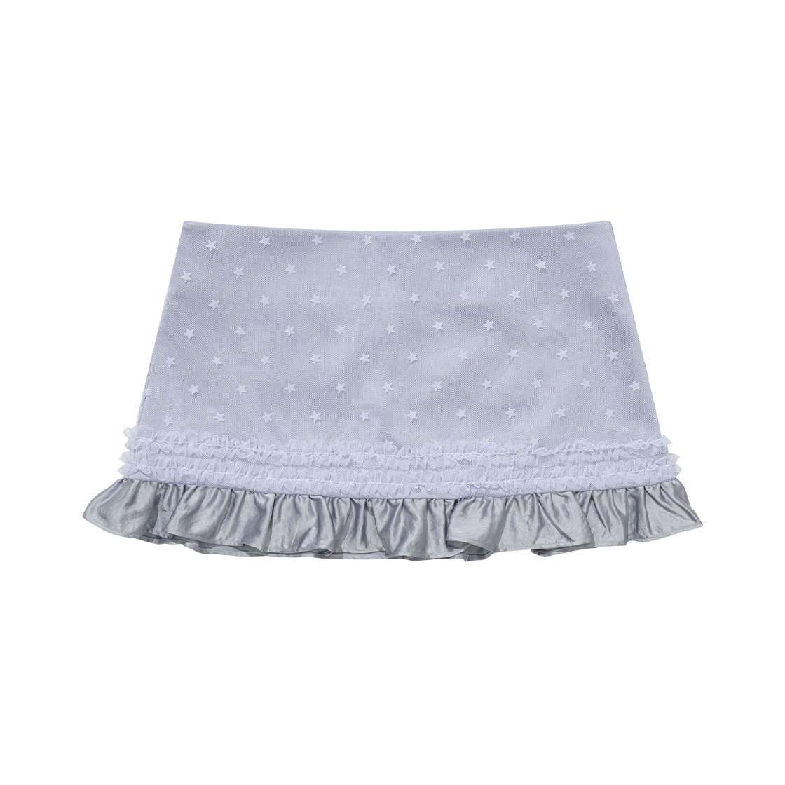 어글리쉐도우 매쉬 스타 러플 미니 스커트 블루(UGLYSHADOW Mesh Star Ruffle Mini Skirt Blue) - 1