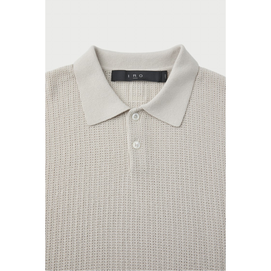 이로 린 미니멀 조직 변형 카라 반팔 니트 아이보리(Iro Ligne Minimal Texture Variation Collar Short Sleeve Knit Ivory) - 5