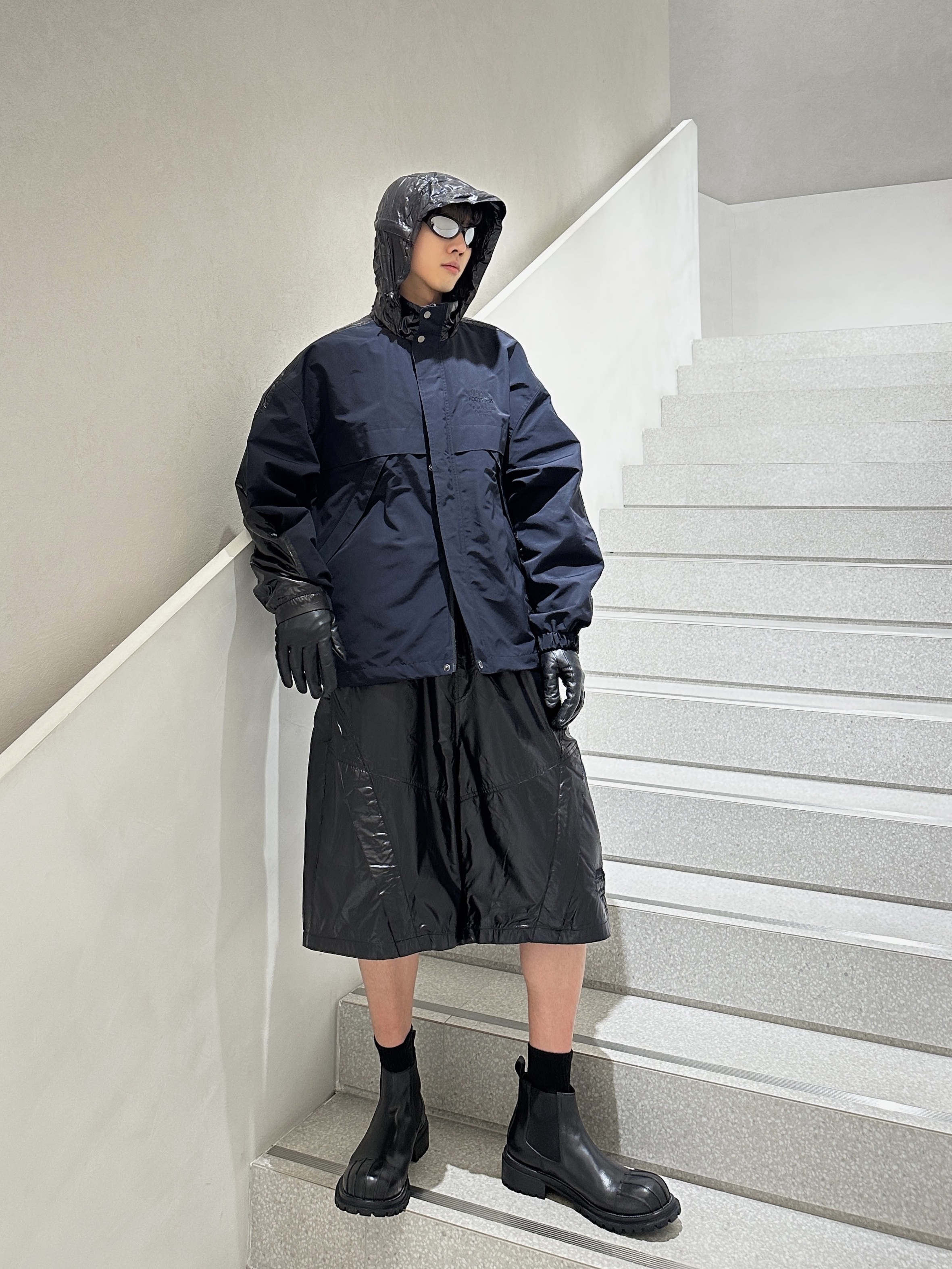 NAUTICA x Undermycar - NTC X UMC UTILITY SHORTS - BLACK, Undermycar x Nautica Utility Parka Black - 25SS 착용 스타일 - 1