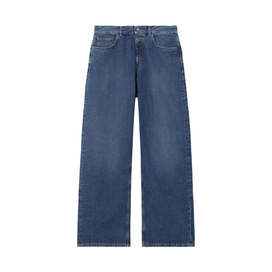 팜엔젤스 MW 커브드 로고 루즈 5 포켓 - 미디엄 블루 미디엄 블루(Palm Angels Mw Curved Logo Loose 5 Pocket - Medium Blue)