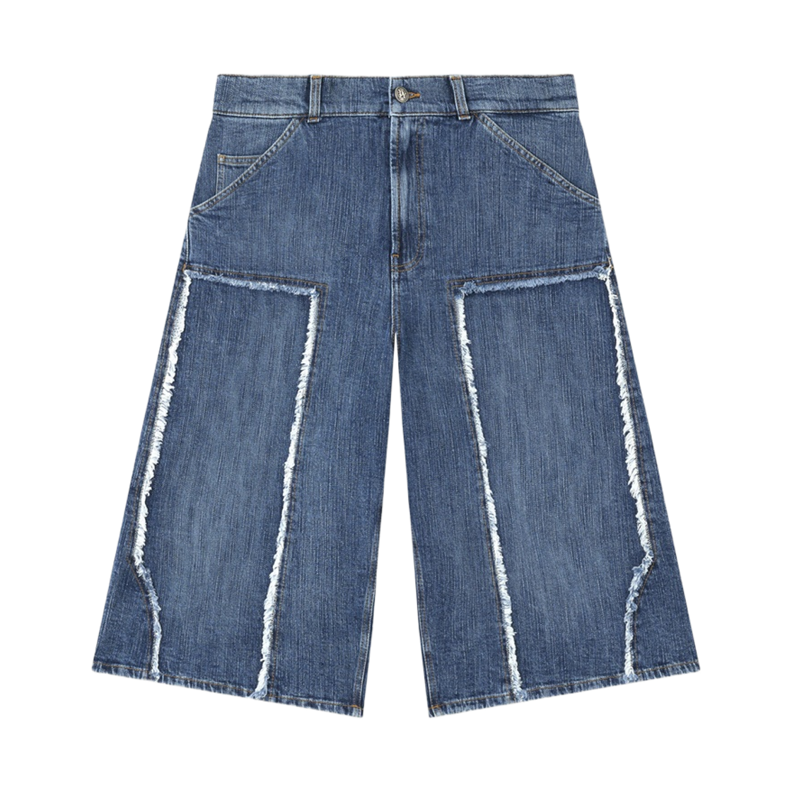 P1RMMC635 Palm Angels Mw Curved Logo Denim Skater - Medium Blue