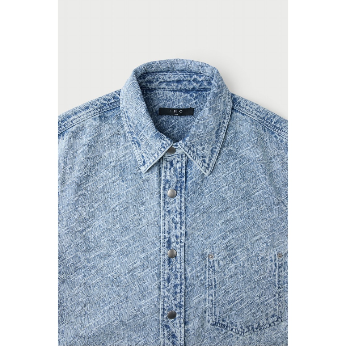 이로 셀로지 워시드 라이트 데님 숏 슬리브 셔츠 블루(Iro Celosie Washed Light Denim Short Sleeve Shirt Blue) - 4