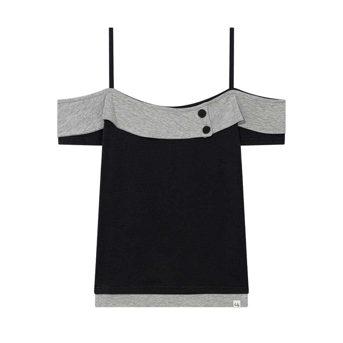 어글리쉐도우 버튼 콘트라스트 오프숄더 블랙(UGLYSHADOW Button Contrast Off-Shoulder Black) - 1