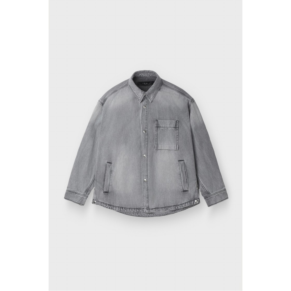 이로 아주레 데님 긴팔 셔켓 라이트 그레이(Iro Azuree Denim Long Sleeve Shacket Light Gray) - 2