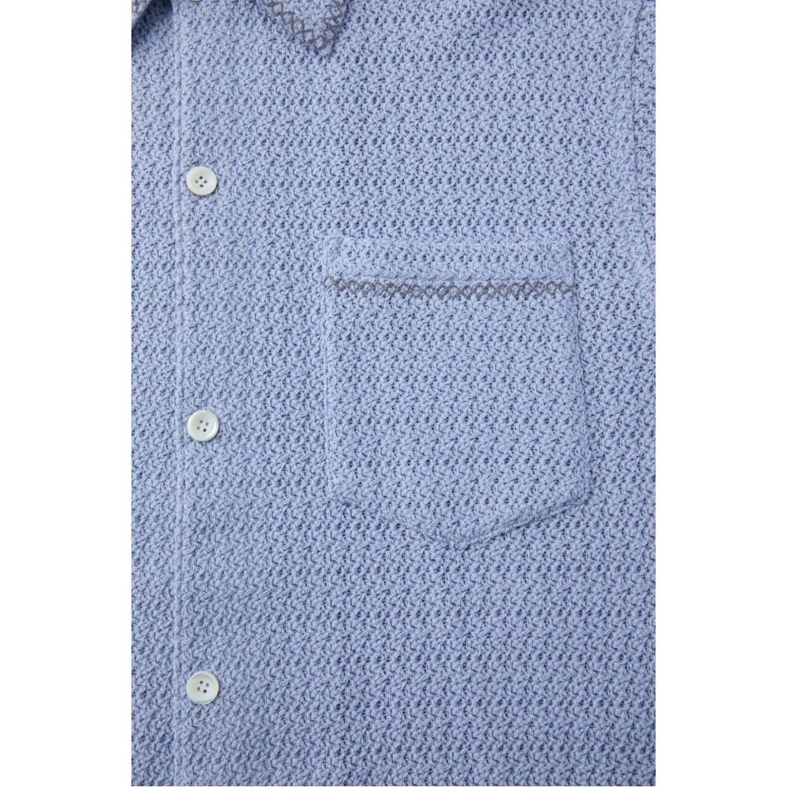 이로 베르뒤르 크로쉐 반팔 자수 셔츠 라이트 블루(Iro Verdures Crochet Short Sleeve Embroidered Shirt Light Blue) - 5