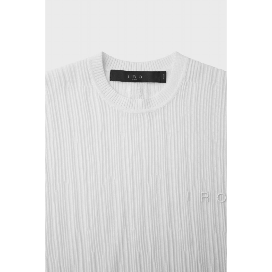 이로 플리츠 플리츠 반팔 라운드 스웨터 화이트(Iro Pleats Pleats Short Sleeve Round Sweater White) - 4