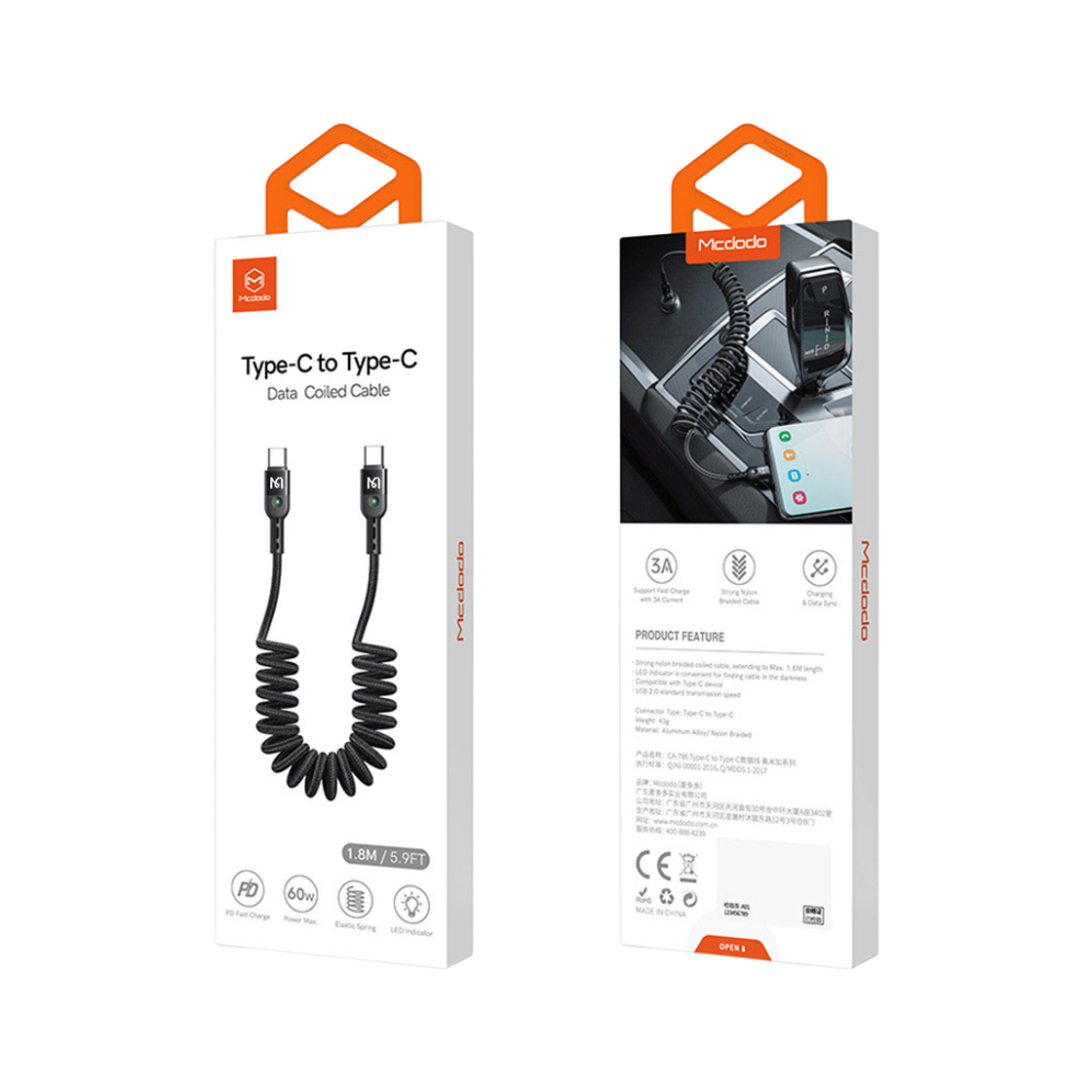 맥도도 코일 C타입 to C타입 PD 고속충전 케이블 CA786(Mcdodo Coil Type-C to Type-C Fast Charge Cable CA786) - 3