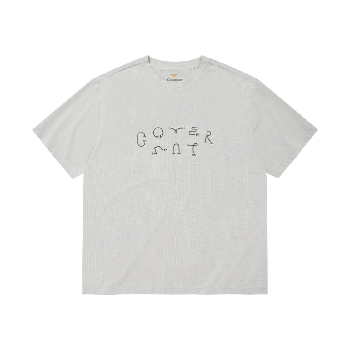 커버낫 x 미즈노 소로나 트랙 레터링 그래픽 메쉬 티셔츠 라이트 그레이(Covernat x Mizuno Sorona Track Lettering Graphic Mesh T-Shirt Light Grey)