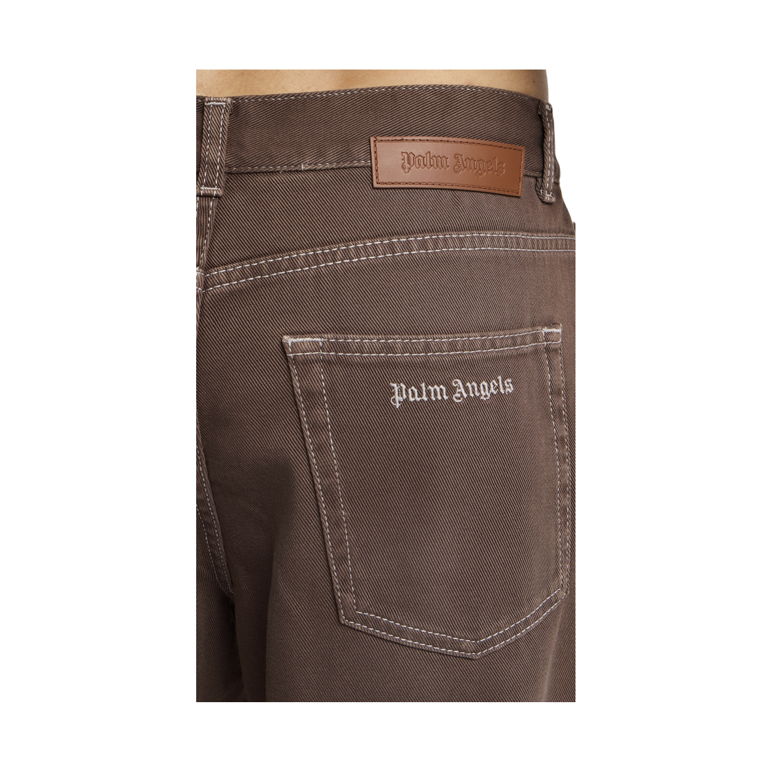 팜엔젤스 클래식 로고 데님 5 포켓 - 브라운 오프 화이트(Palm Angels Classic Logo Denim 5 Pockets - Brown Off White) - 5