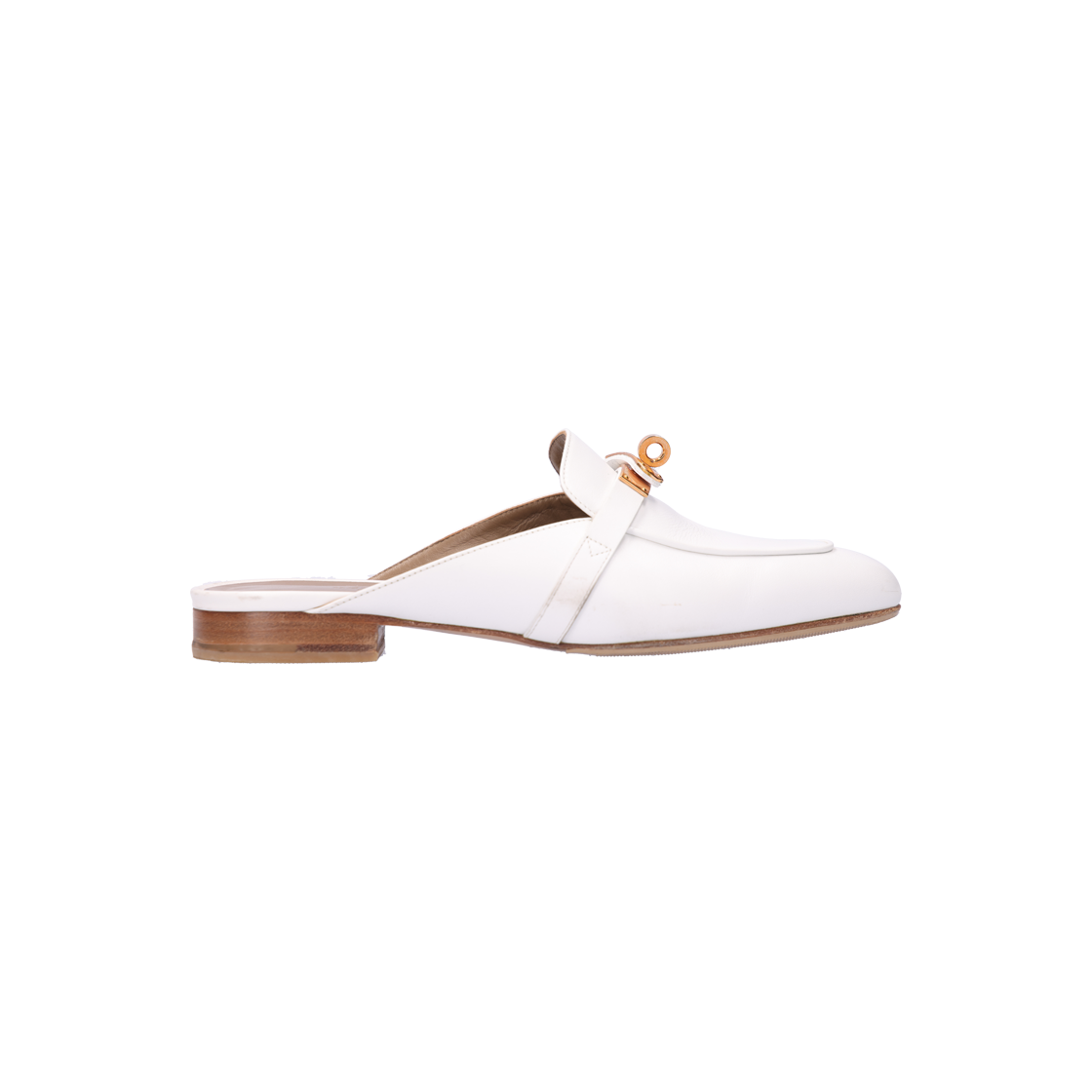 ITAK6IDUSVVI Hermes H212101Z Oz Mule in Calfskin & Rose Gold Hardware White