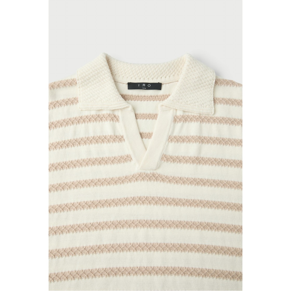 이로 마나우스 스트라이프 숏 슬리브 니트 베이지 패턴(Iro Manaus Stripe Short Sleeve Knit Beige Pattern) - 4