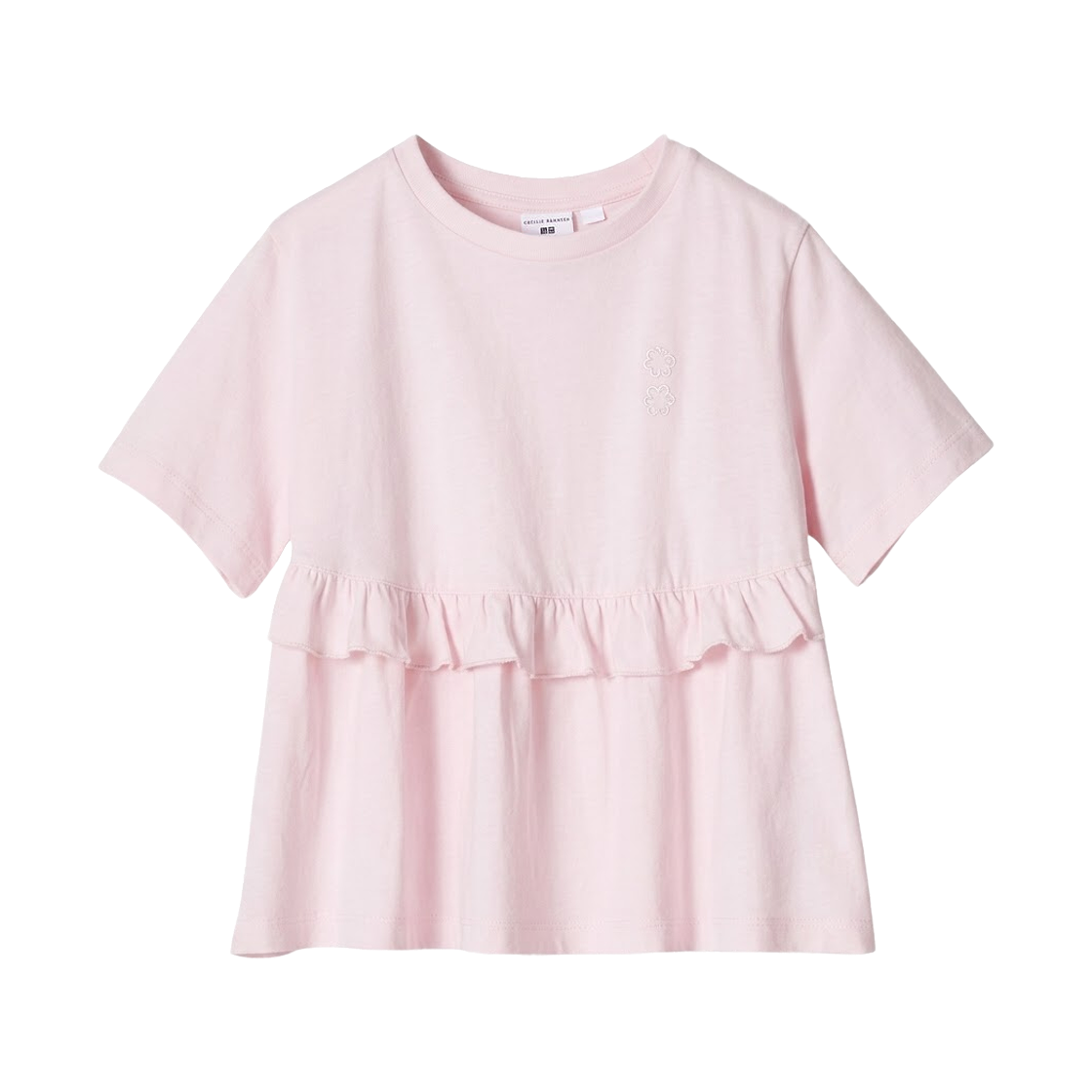 (키즈) 유니클로 x 세실리에 반센 프릴 티셔츠 핑크((Kids) Uniqlo x Cecilie Bahnsen Frill T-Shirt Pink)