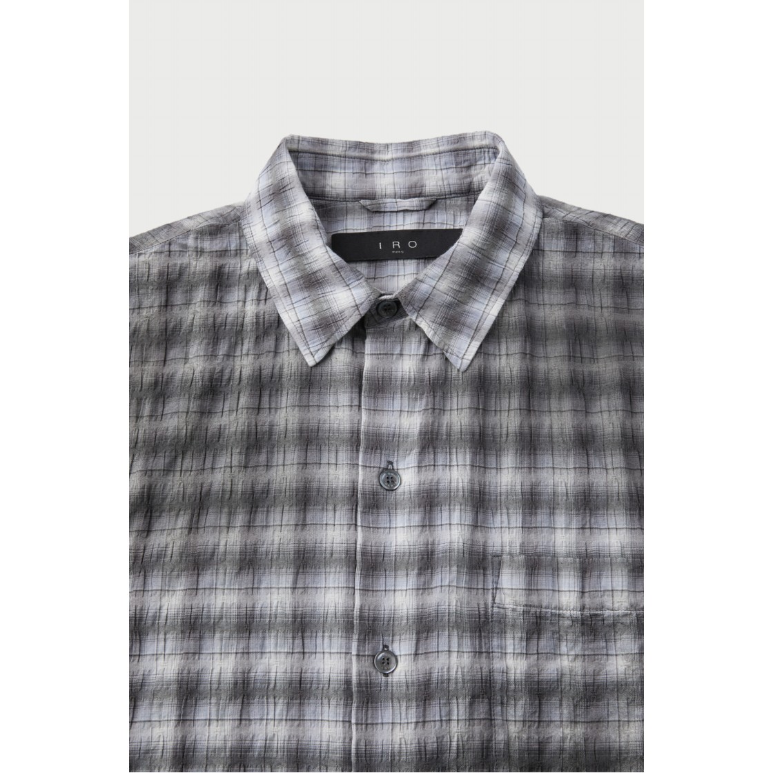 이로 악셀 체크 크리즈 긴팔 셔츠 라이트 블루(Iro Axel Check Crease Long Sleeve Shirt Light Blue) - 4