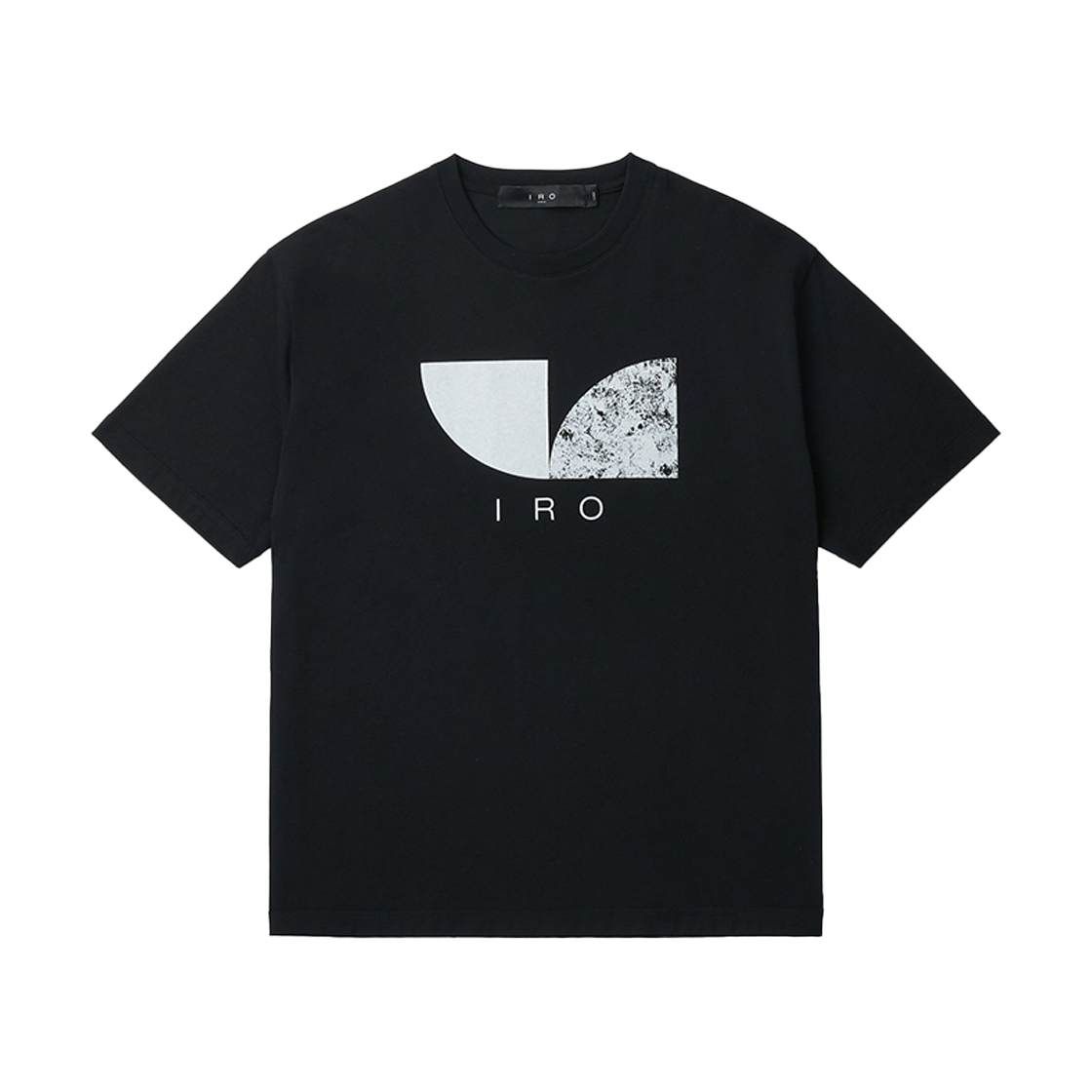 이로 서클 도형 로고 다잉 반팔 티셔츠 블랙(Iro Circle Geometric Logo Dyed Short Sleeve T-Shirt Black)
