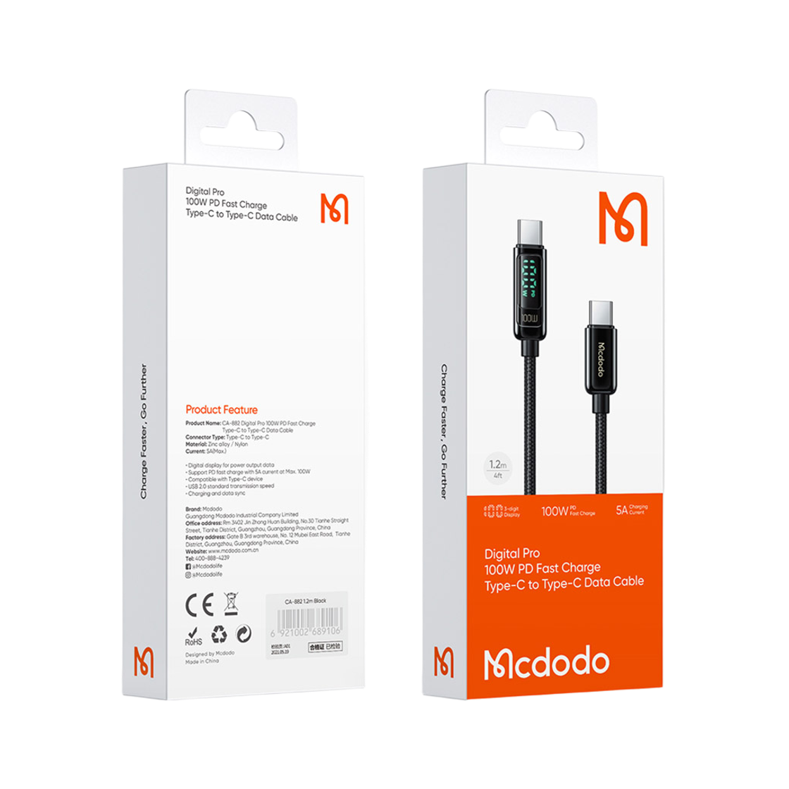 맥도도 디스플레이 C타입 to C타입 PD 고속충전 케이블 CA882(Mcdodo Display Type-C to Type-C PD Charging Cable CA882) - 4